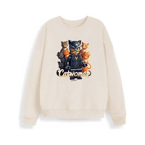 Natural Raw Cat Woman - Organic Cotton Oversized Ladies Jumper