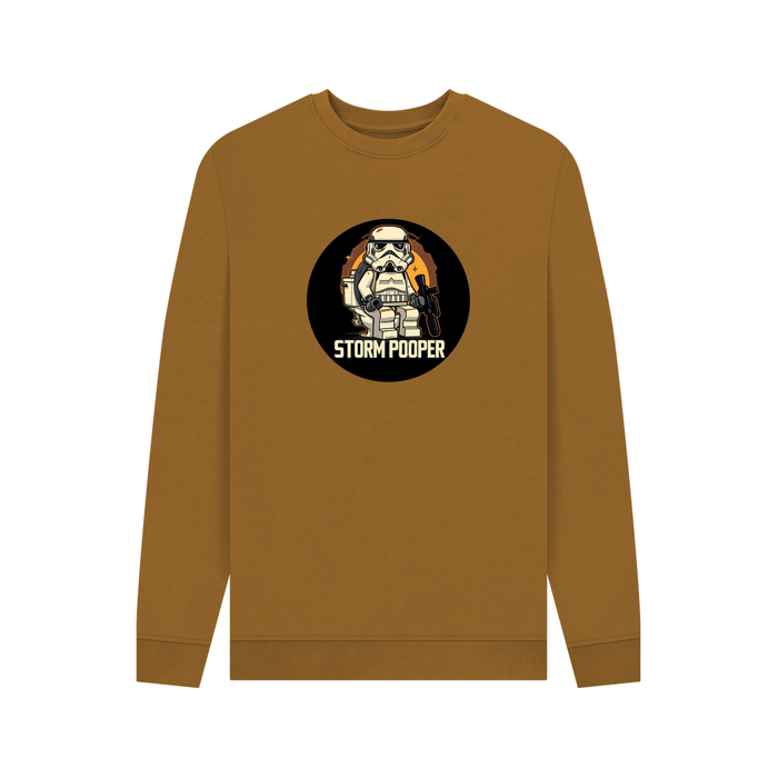 Brown Storm Pooper - Exclusive Design Men's Organic Cotton Crew Neck Sweatshirt