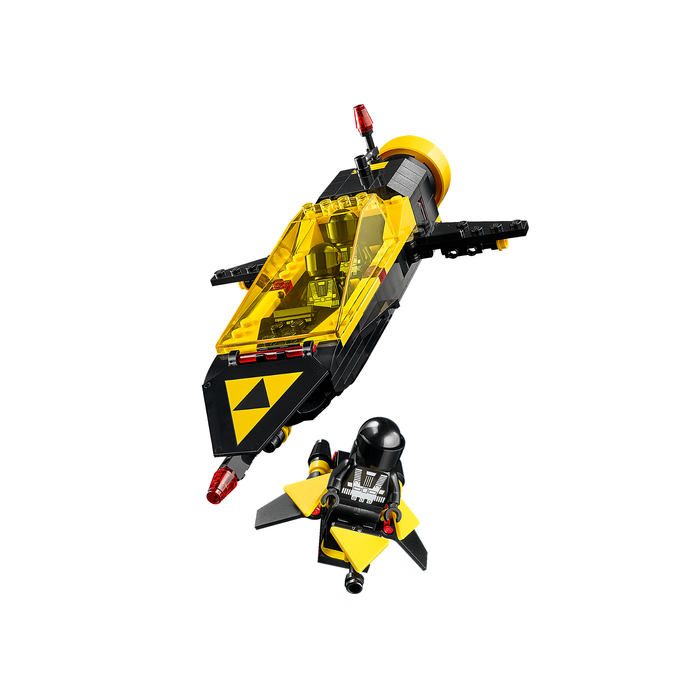LEGO Icons 10355 Blacktron Renegade wing-mounted space speeder with pilot