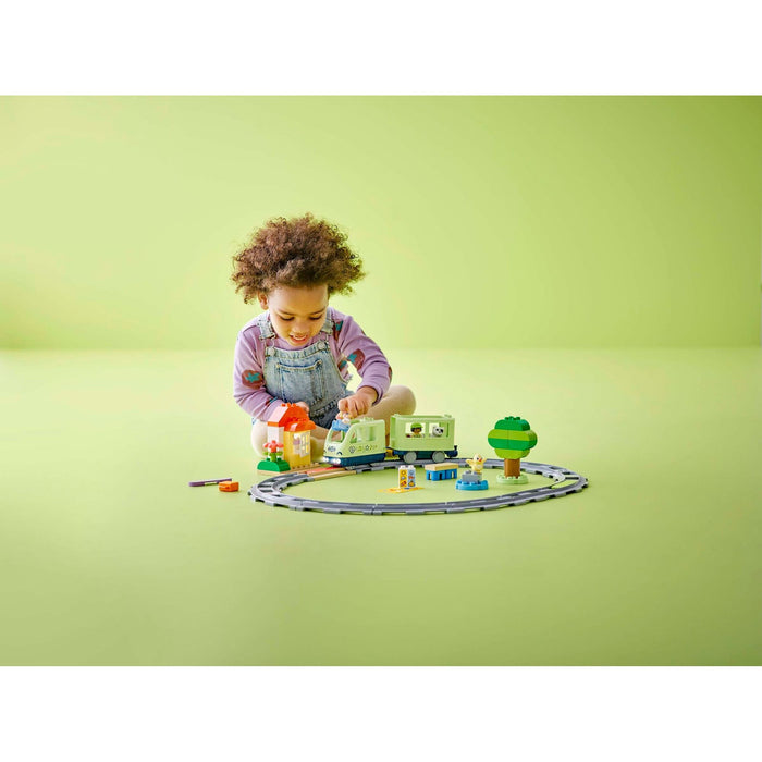 LEGO Duplo 10427 Interactive Adventure Train toddler playing with the train