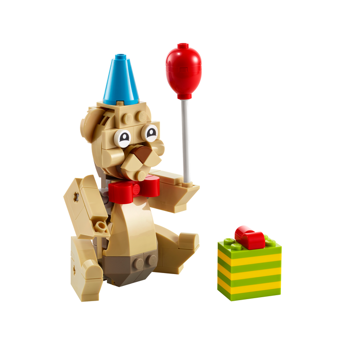 LEGO Creator 30582 Birthday Bear Polybag built bear with party hat, balloon and present
