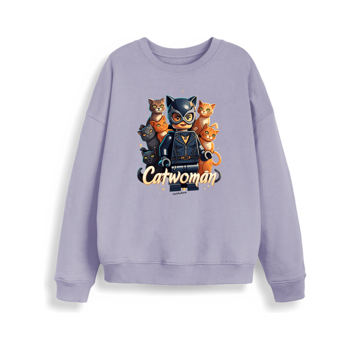 Lavender Cat Woman - Organic Cotton Oversized Ladies Jumper