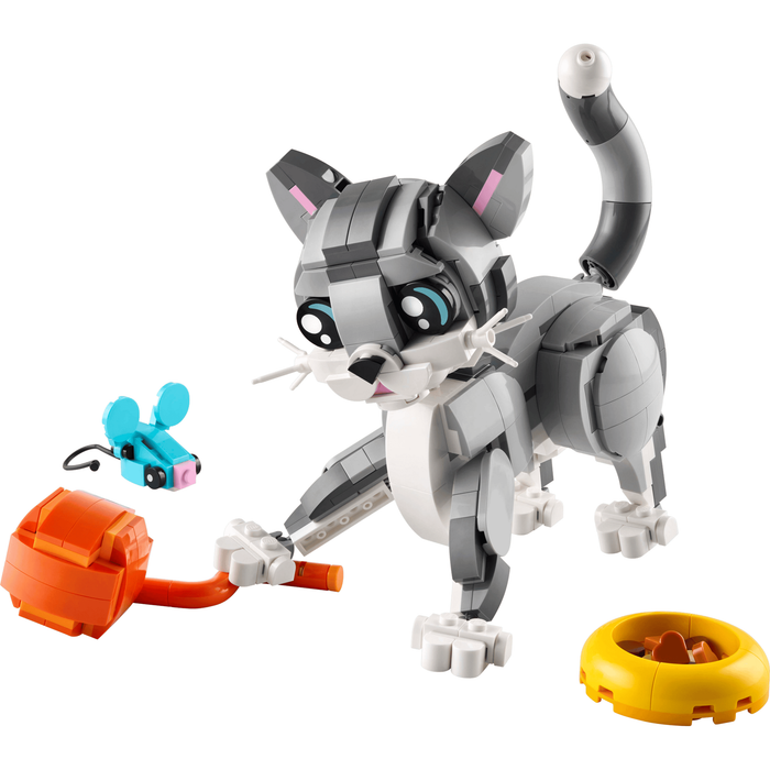 LEGO Creator 31163 Playful Cat built cat with food bowl, mouse and yarn