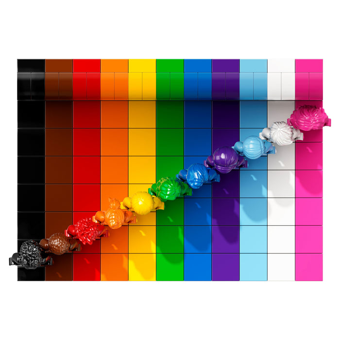 LEGO 40516 Everyone Is Awesome top-down view of the rainbow stripes