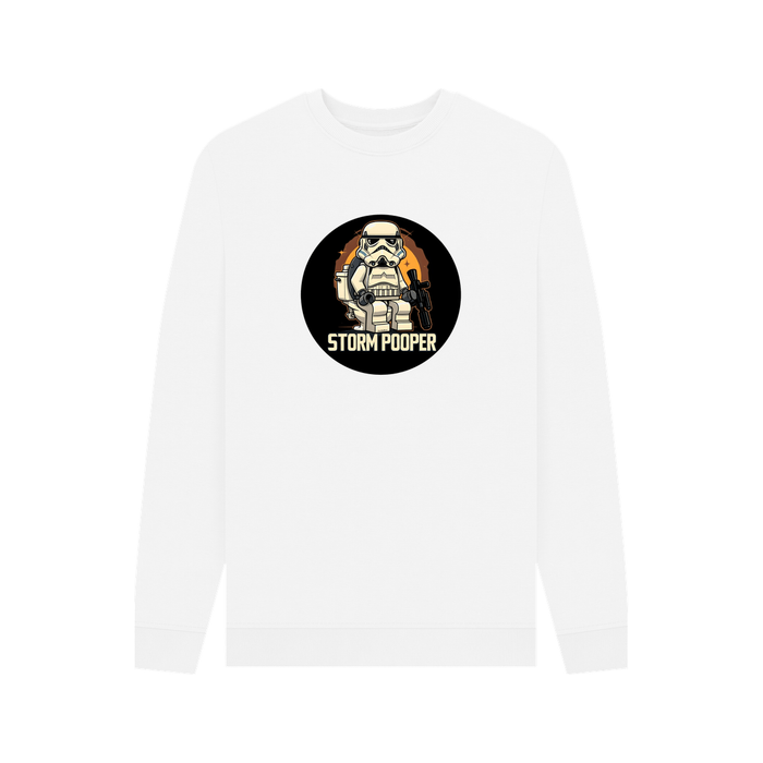 White Storm Pooper - Exclusive Design Men's Organic Cotton Crew Neck Sweatshirt