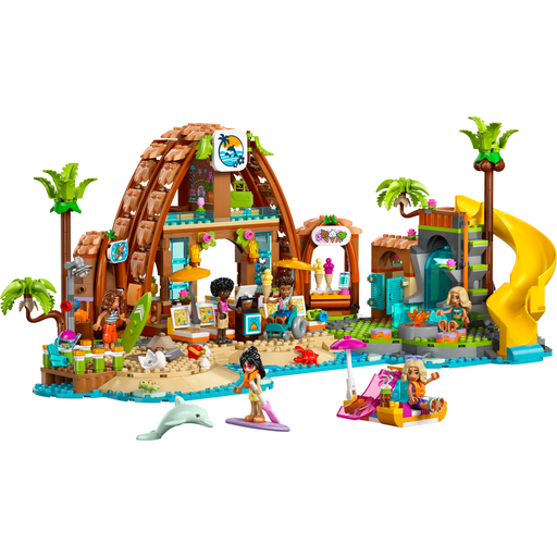 LEGO Friends 42673 Family Vacation Beach Resort built beach resort with mini-dolls