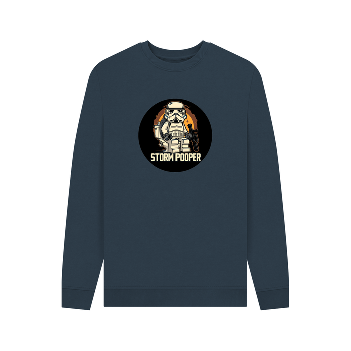 Navy Blue Storm Pooper - Exclusive Design Men's Organic Cotton Crew Neck Sweatshirt