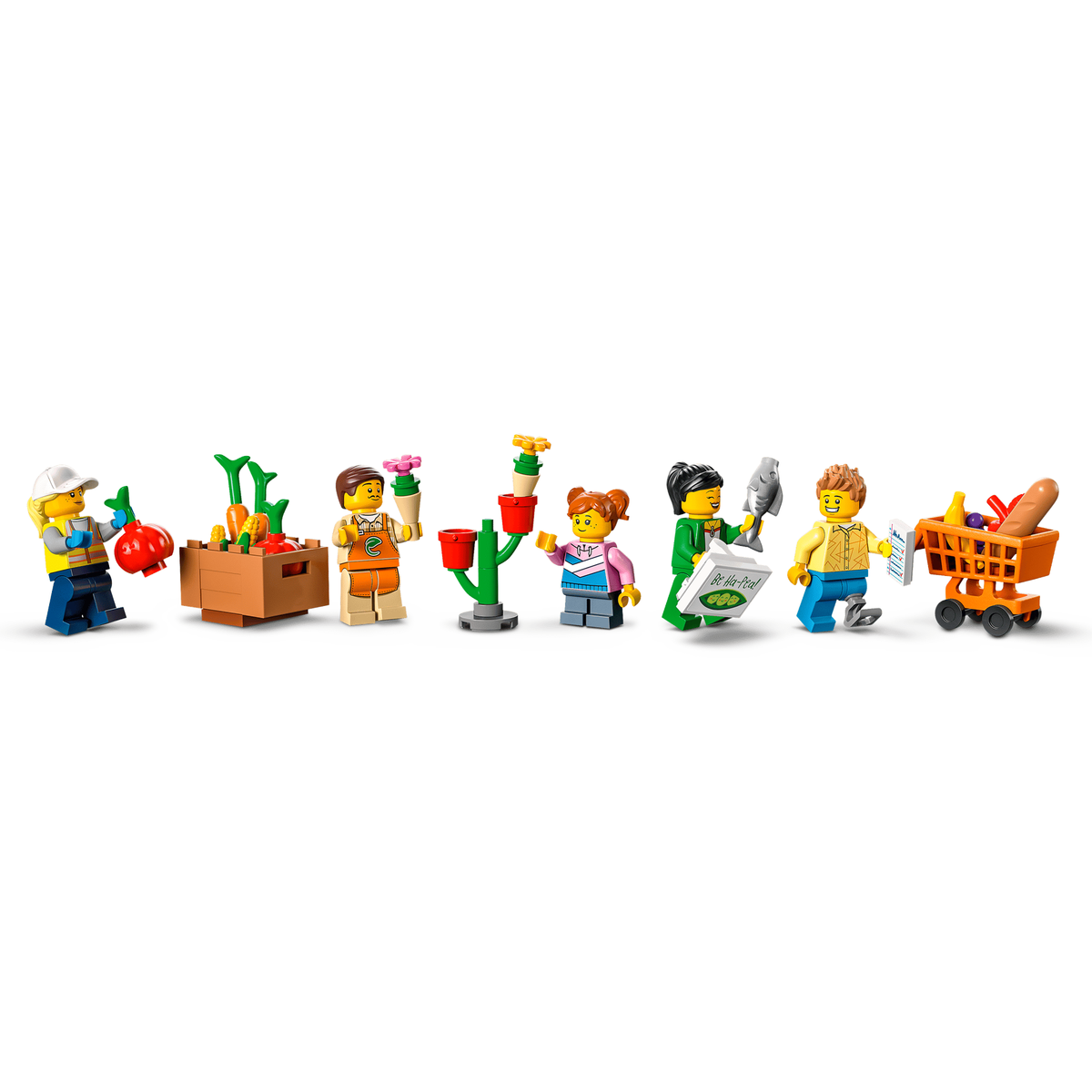 LEGO City 60347 Grocery Store minifigures and accessories