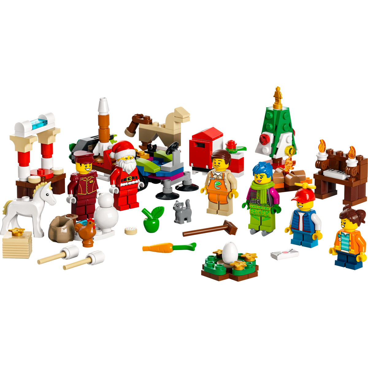 LEGO City 60352 Advent Calendar minifigures, animals and festive mini builds