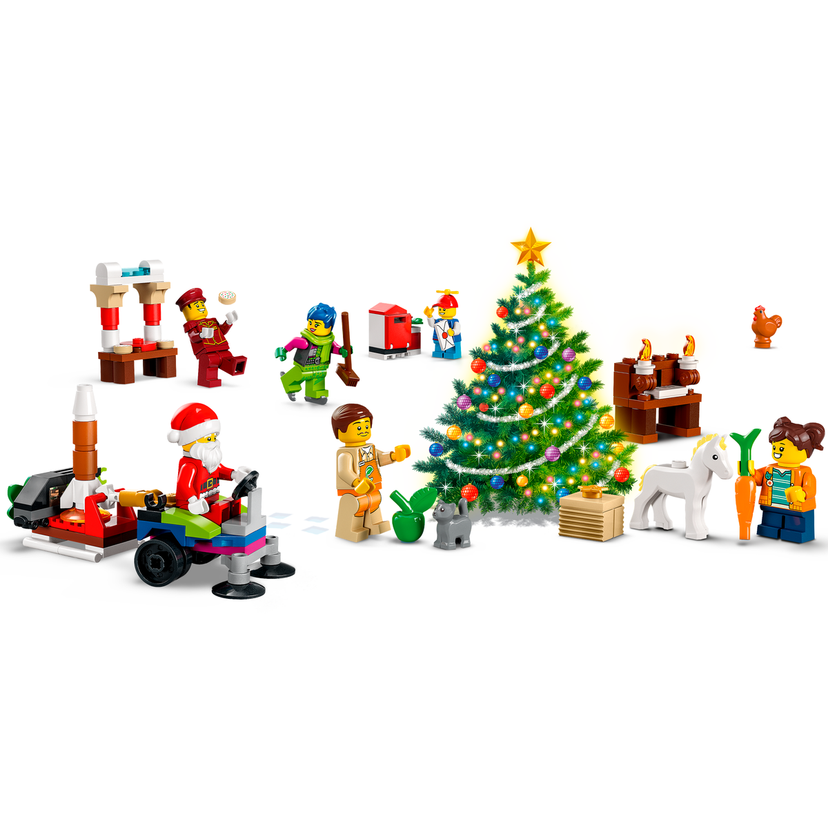 LEGO City 60352 Advent Calendar calendar opened with Santa and Tippy