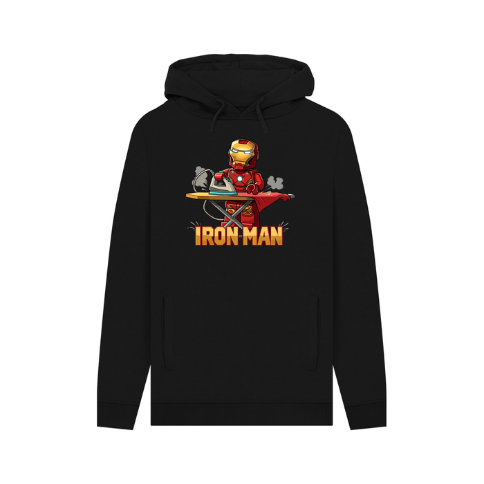 Black Iron Man Hoodie - Iron Man doing the Ironing