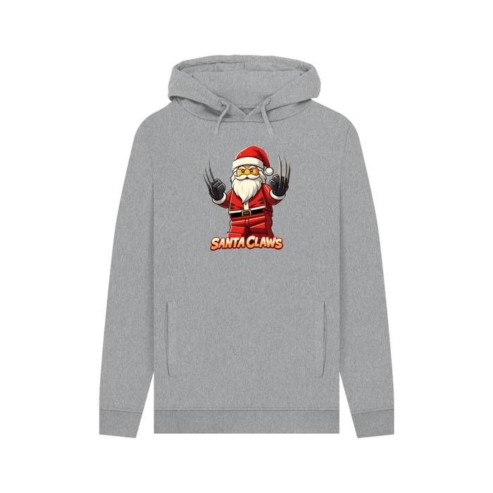 Light Heather Santa Claws - Organic Cotton Men's Christmas Themed Hoodie