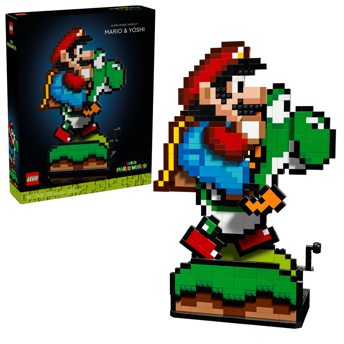LEGO Super Mario 71438 Super Mario World: Mario & Yoshi box front with built model
