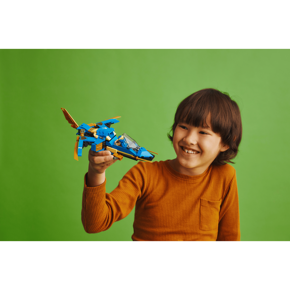 LEGO Ninjago 71784 Jay's Lightning Jet EVO jet in play