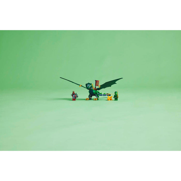 LEGO Ninjago 71829 Lloyd's Green Forest Dragon dragon displayed in a bedroom