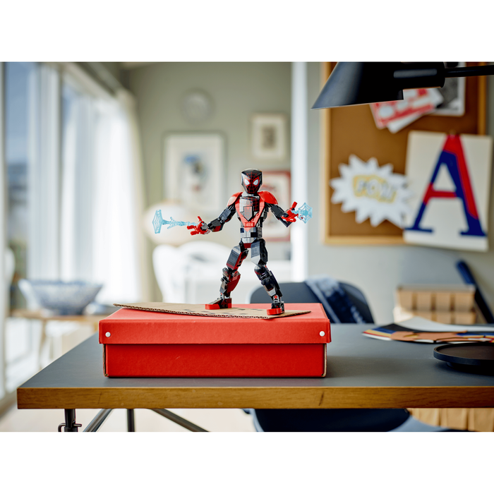 LEGO Marvel 76225 Miles Morales Figure displayed on a desk