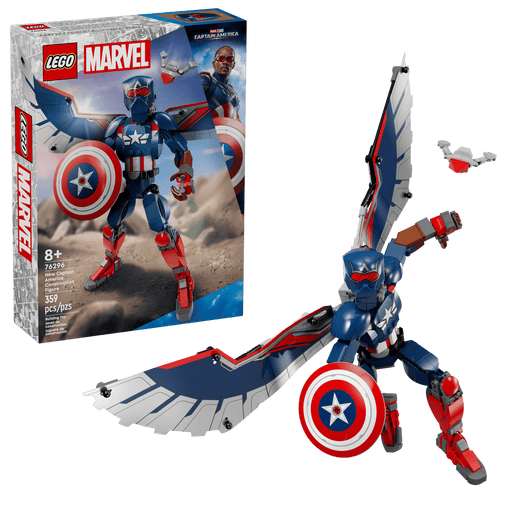 LEGO Marvel 76296 New Captain America Construction Figure box front with built figure