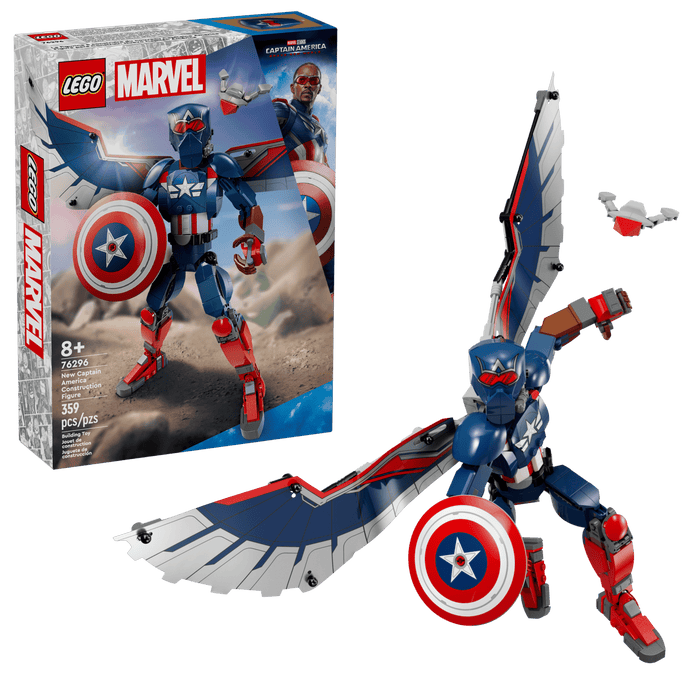LEGO Marvel 76296 New Captain America Construction Figure box front with built figure