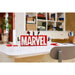 LEGO Marvel 76313 MARVEL Logo & Minifigures displayed on a desk