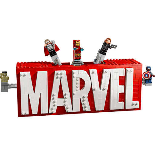LEGO Marvel 76313 MARVEL Logo & Minifigures built MARVEL logo with 5 Avengers minifigures