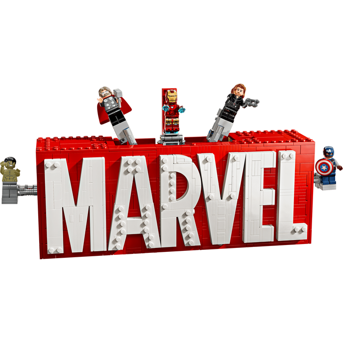 LEGO Marvel 76313 MARVEL Logo & Minifigures built MARVEL logo with 5 Avengers minifigures