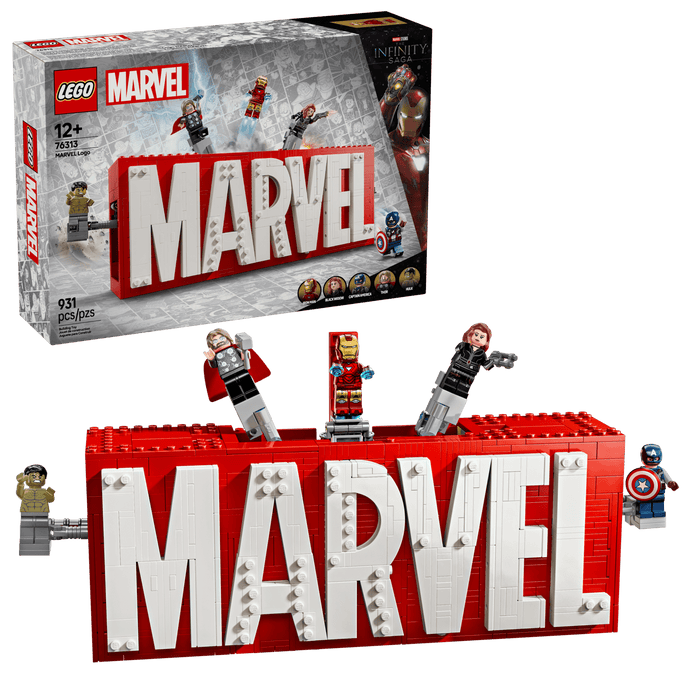 LEGO Marvel 76313 MARVEL Logo & Minifigures box front