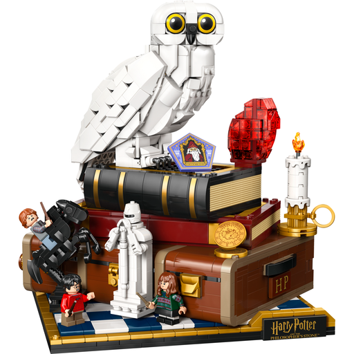 LEGO Harry Potter 76466 Philosopher's Stone – Collectors' Edition built model with Hedwig, trunk and minifigures