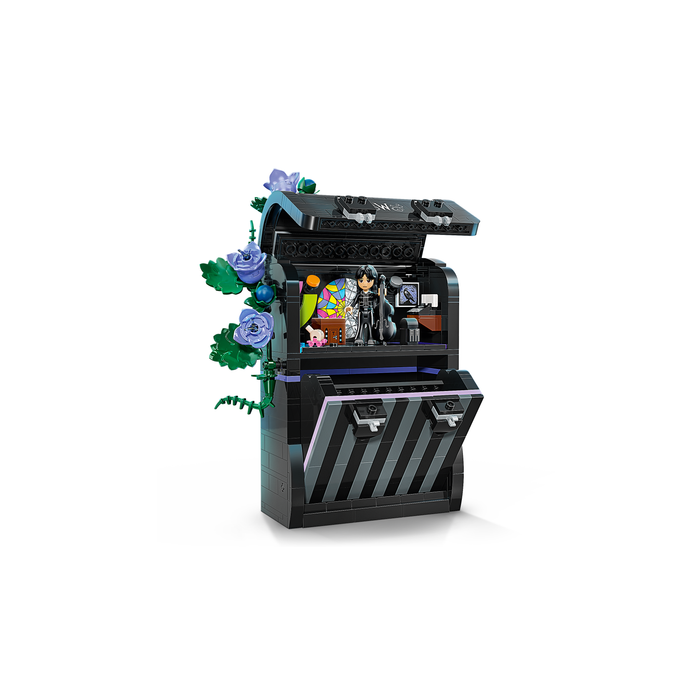 LEGO Wednesday 76787 Wednesday Backpack opened backpack revealing the dorm room