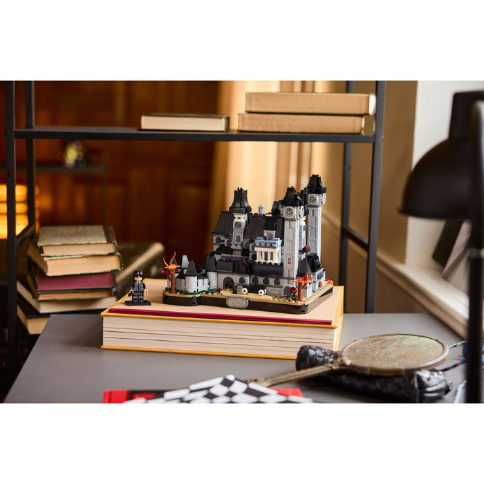 LEGO Wednesday 76788 Nevermore Academy displayed on a desk