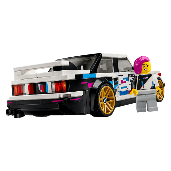 LEGO Speed Champions 77263 BMW M3 (E30) rear view with driver minifigure
