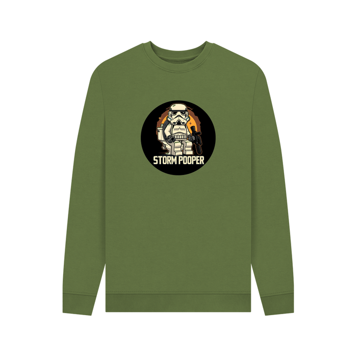 Khaki Storm Pooper - Exclusive Design Men's Organic Cotton Crew Neck Sweatshirt