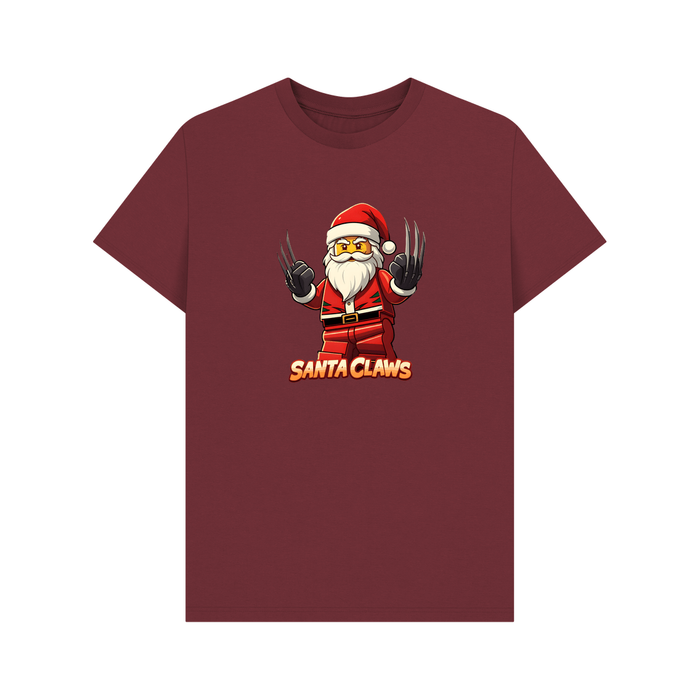 Red Wine Santa Claws - Organic Cotton Men's Christmas Themed T-Shirt