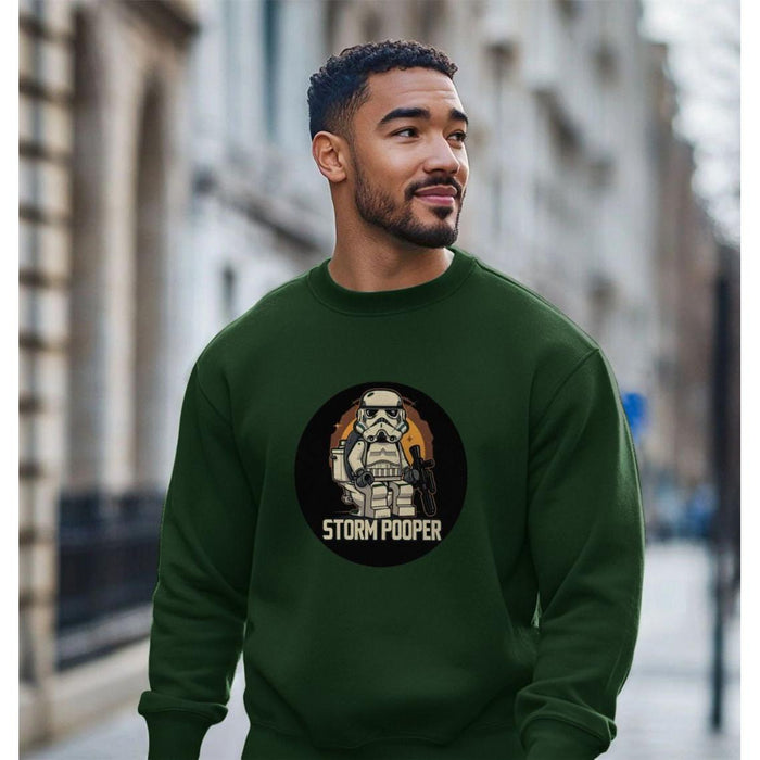 Storm Pooper - Exclusive Design Men's Organic Cotton Crew Neck Sweatshirt