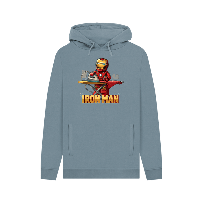 Stone Blue Iron Man Hoodie - Iron Man doing the Ironing