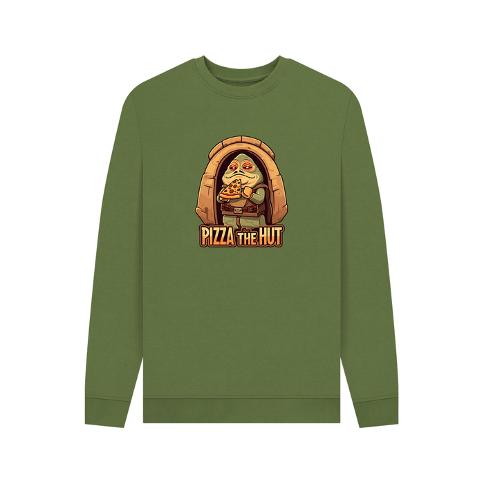 Khaki Pizza The Hut - Exclusive Design Men's Organic Cotton Crew Neck Sweatshirt