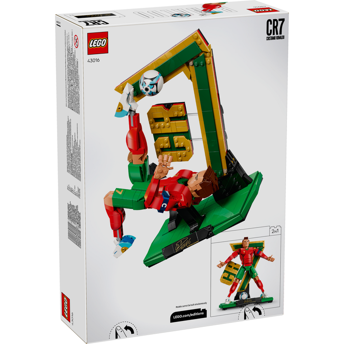 LEGO Editions 43016 Cristiano Ronaldo - Football Legend box back showing bicycle kick build