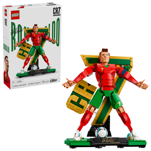LEGO Editions 43016 Cristiano Ronaldo - Football Legend box front with built model
