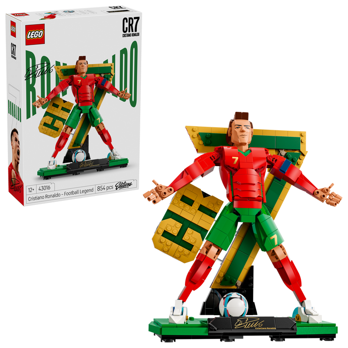 LEGO Editions 43016 Cristiano Ronaldo - Football Legend box front with built model