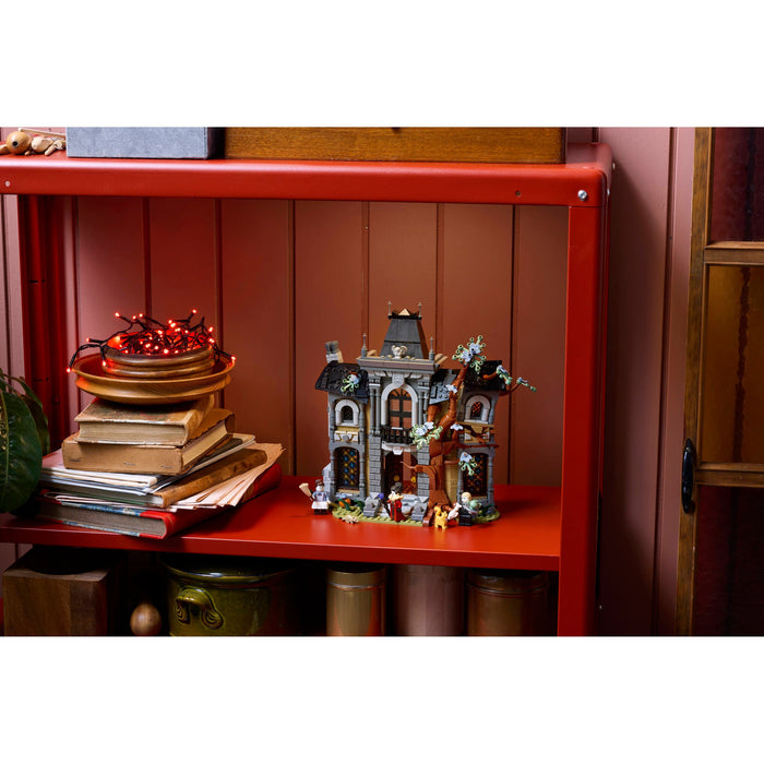 LEGO Icons 11383 Mayor Manor displayed on a shelf