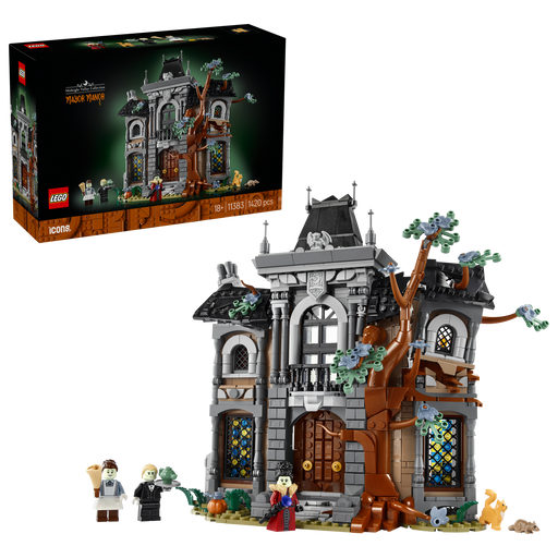 LEGO Icons 11383 Mayor Manor box and built model