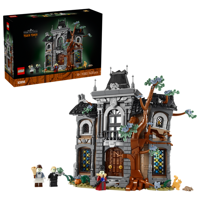 LEGO Icons 11383 Mayor Manor box and built model