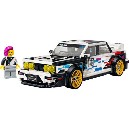 LEGO Speed Champions 77263 BMW M3 (E30) built car with driver minifigure