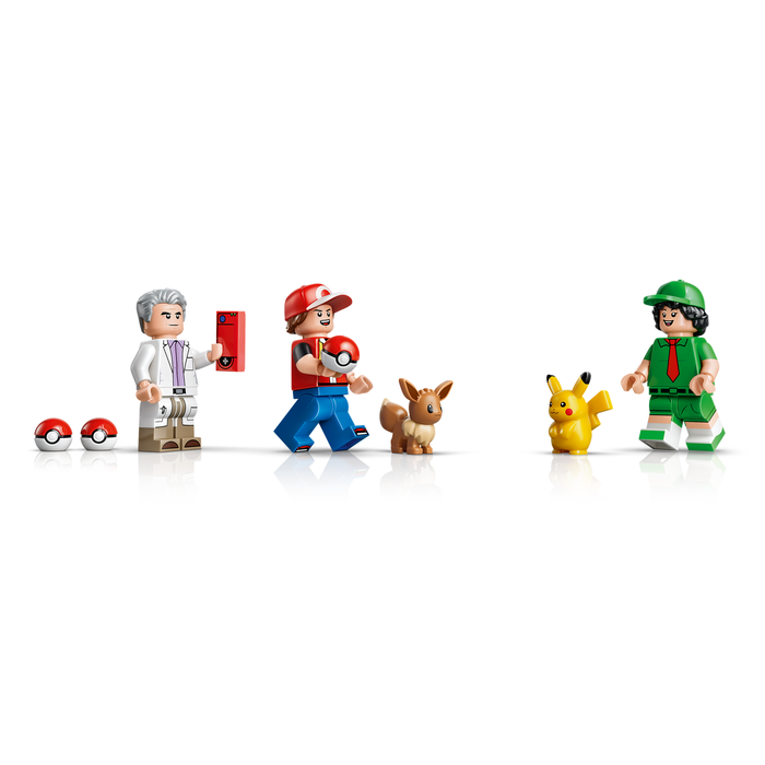 LEGO Pokémon 72154 Iconic Trainer Moments Poké Ball Professor Oak, Red and Picnicker minifigures with Pikachu and Eevee