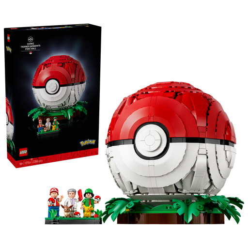 LEGO Pokémon 72154 Iconic Trainer Moments Poké Ball box front with built Poké Ball