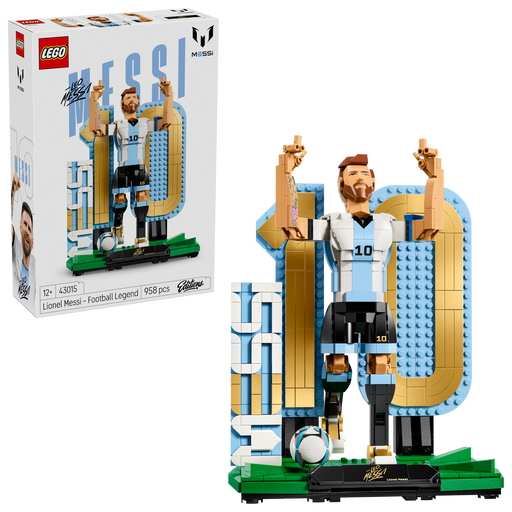 LEGO Editions 43015 Lionel Messi - Football Legend box front with built model