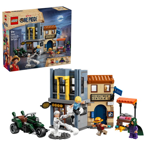LEGO One Piece 75642 Showdown with Captain Smoker box front with the built market and minifigures