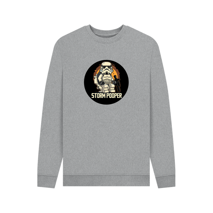 Light Heather Storm Pooper - Exclusive Design Men's Organic Cotton Crew Neck Sweatshirt