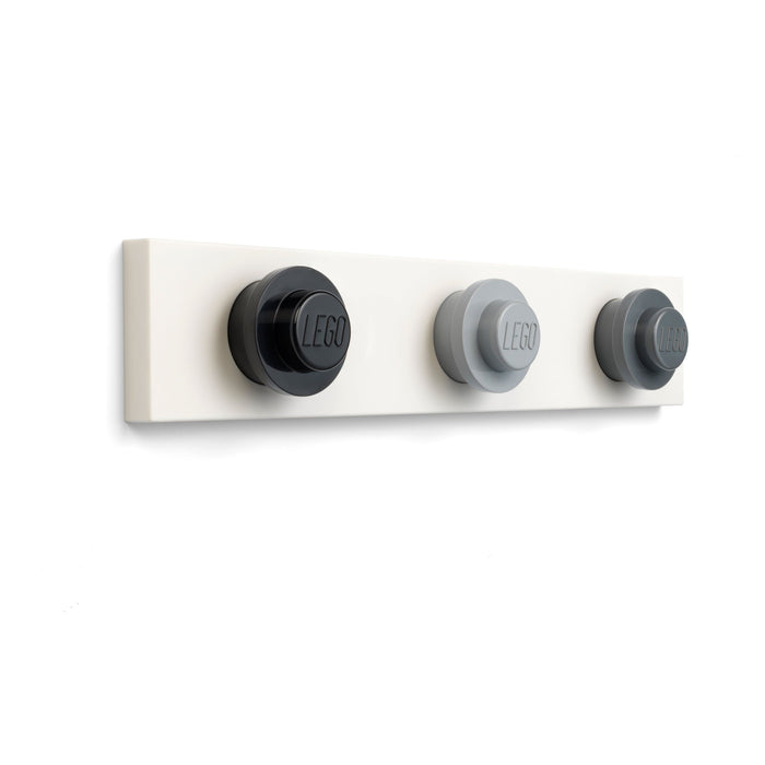 LEGO Iconic 3 Stud Wall Hanging Rack (Black, Grey, Dark Grey)